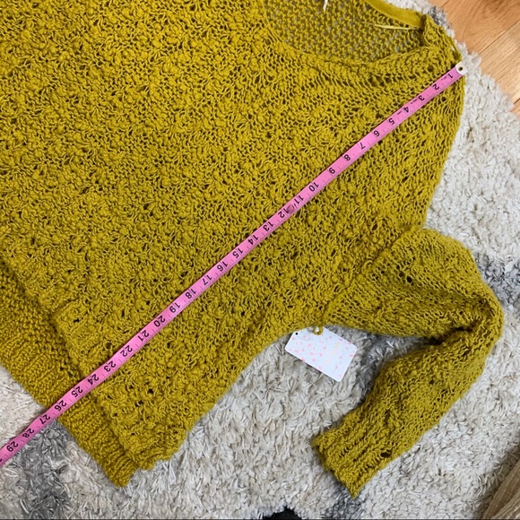 FREE PEOPLE Sunday Shore Cotton Blend Sweater Gold - Picture 12 of 12